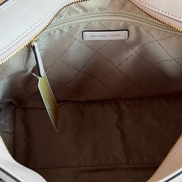 Michael Kors Jet Set Item Medium Front Pocket Shoulder Chain Tote Bag Pink - Picture 7 of 11